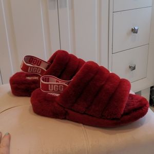 UGG W Fluff Yeah Slide Red Size 10